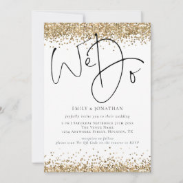 Eleganter Gold Glitzer Wir machen QR Hochzeit Einladung