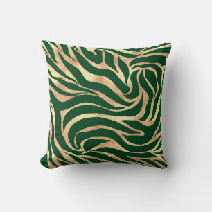 Eleganter Gold Glitzer Zebra Green Animal Print Kissen
