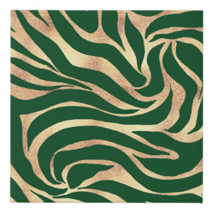 Eleganter Gold Glitzer Zebra Green Animal Print Künstlicher Leinwanddruck