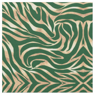 Eleganter Gold Glitzer Zebra Green Animal Print  Stoff