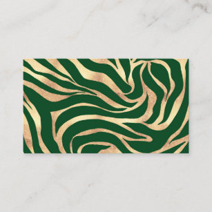 Eleganter Gold Glitzer Zebra Green Animal Print Visitenkarte