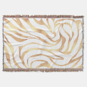 Eleganter Gold Glitzer Zebra White Animal Print Decke