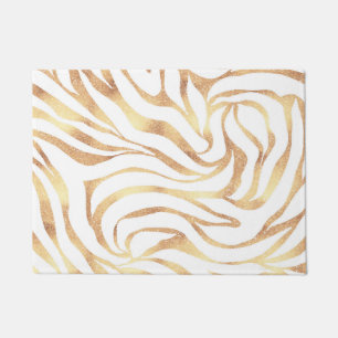 Eleganter Gold Glitzer Zebra White Animal Print Fußmatte