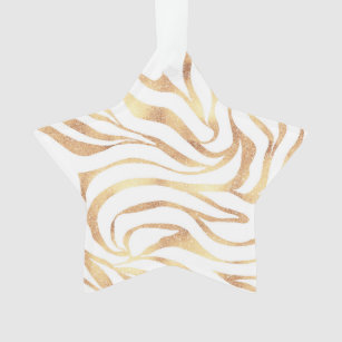 Eleganter Gold Glitzer Zebra White Animal Print Ornament