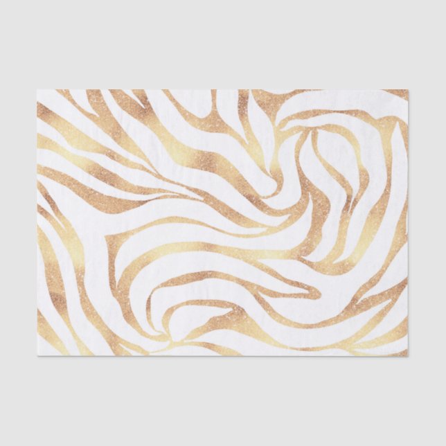 Eleganter Gold Glitzer Zebra White Animal Print Seidenpapier (Vorderseite)