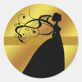 Eleganter Gold-Hochzeitsticker mit Bride Runder Aufkleber