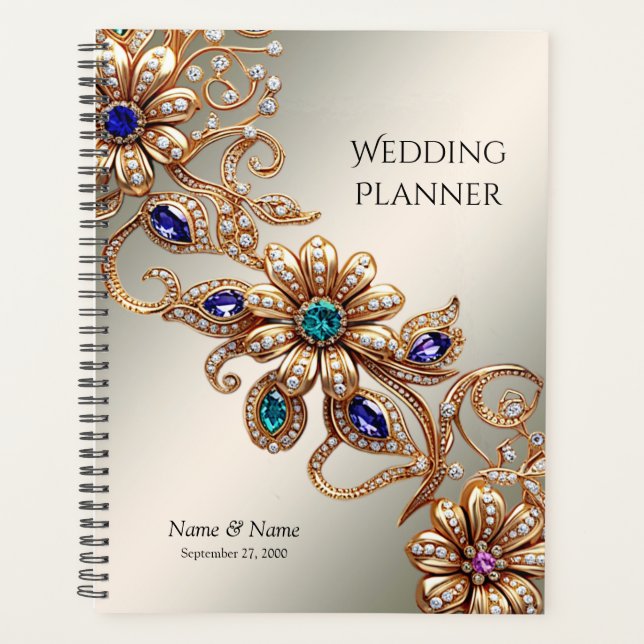 Eleganter Gold Jewel Blume Planer (Vorderseite)