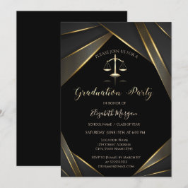 Eleganter Gold Justice Scale Black Abschluss Einladung