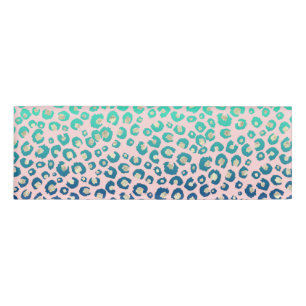 Eleganter Gold Leopard Print Blue Mint Gradient Pi Namenschild
