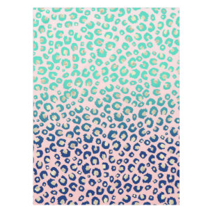 Eleganter Gold Leopard Print Blue Mint Gradient Pi Tischdecke