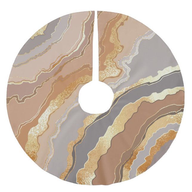 Eleganter Gold Marmor: Stilisierter Hintergrund. Polyester Weihnachtsbaumdecke (Vorderseite)