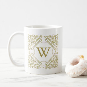 Eleganter Gold Monogram Zierrahmen Kaffeetasse