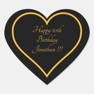 Eleganter Gold Name Happy Birthday Heart Sticker