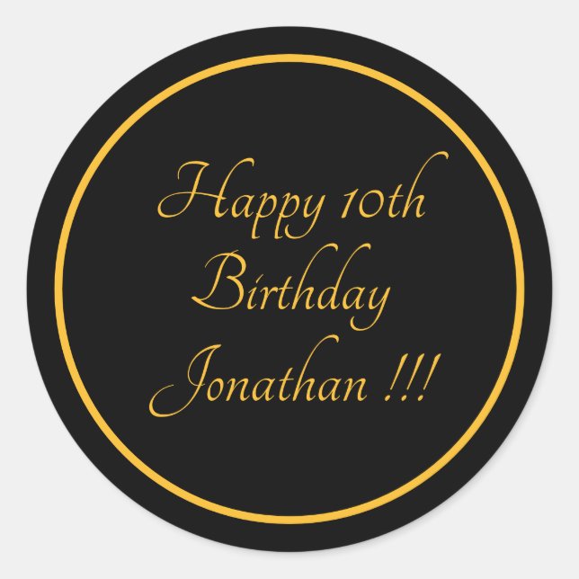 Eleganter Gold Name Happy Birthday Round Sticker (Vorderseite)
