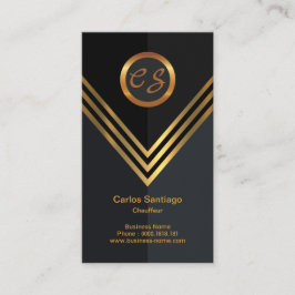 Eleganter Gold Name Initial Monogram Chauffeur Visitenkarte