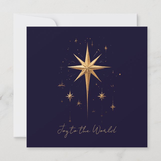 Eleganter Gold North Star auf tiefblauem Hintergru Dankeskarte (Vorderseite)