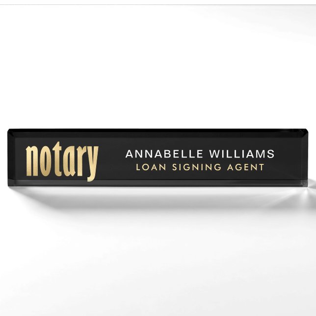Eleganter Gold Notary Loan Agent  Namensplakette (Vorderseite)