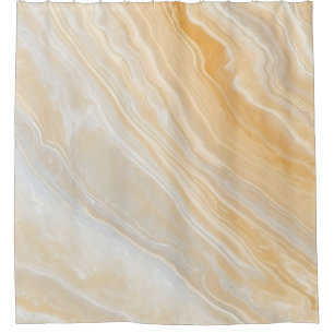 Eleganter Gold-Onyx-Fluid-Marmor-Achat Duschvorhang
