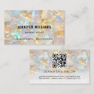 Eleganter Gold-Opalstein-QR-Code-Schönheitssalon Visitenkarte