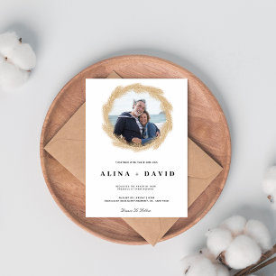 Eleganter Gold-Pampas-Kranz Foto-Hochzeitseinladun Einladung