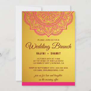 Eleganter Gold Pink Red Paisley Wedding Brunch Inv Einladung
