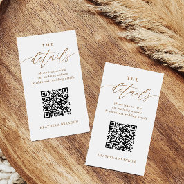 Eleganter Gold QR Code Hochzeitdetails Begleitkarte