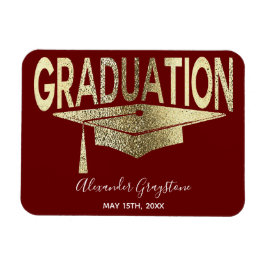 Eleganter Gold Red Save the Date Abschluss Magnet