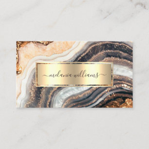 Eleganter Gold-Rouge-Marmor-Achat-Geoden-QR-Code Visitenkarte
