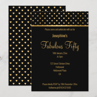 ELEGANTER GOLD SCHWARZ HERZPATTER EINLADUNG