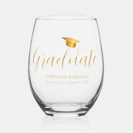 Eleganter Gold Script-Abschluss Weinglas Ohne Stiel