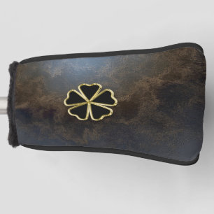 Eleganter Gold Shamrock, Kleeblatt, Leder-Look Golf Headcover