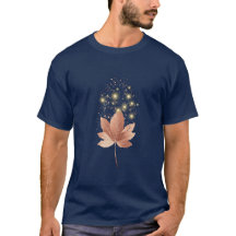 Eleganter Gold Sparkle Leaf Men Dunkler T - Shirt
