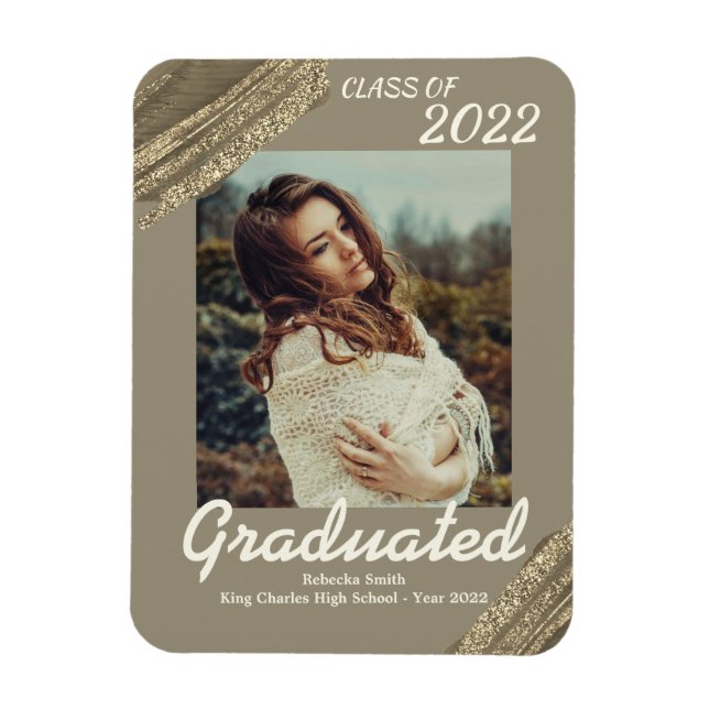 Eleganter Gold Sparkling Foto Abschluss Magnet (Vertikal)