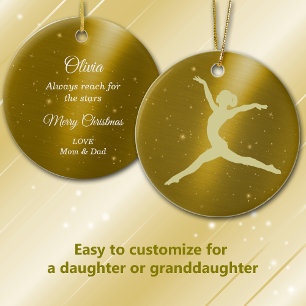 Eleganter Gold Starlight Dancer Keramik Ornament