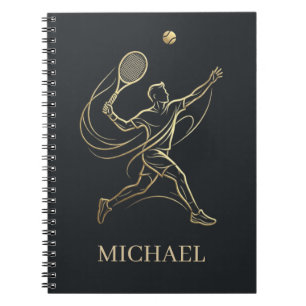 Eleganter Gold-Tennisspieler mit individuellem Nam Notizblock
