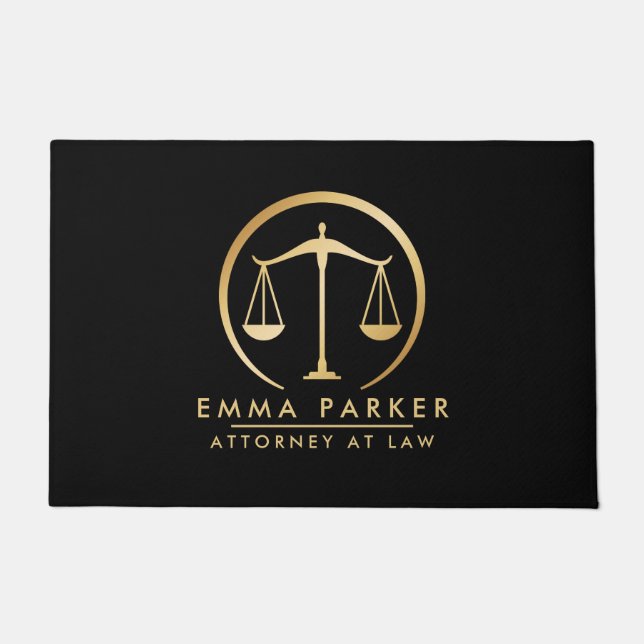 Eleganter Gold- und Black-Anwalt Schwarz Fußmatte (Vorderseite)