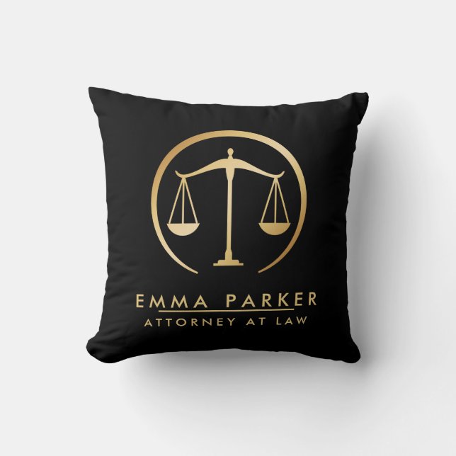 Eleganter Gold- und Black-Anwalt Schwarz Kissen (Vorderseite)