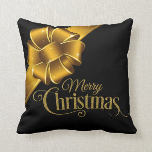 Eleganter Gold- und Black Merry Weihnachtsgebäck  Kissen