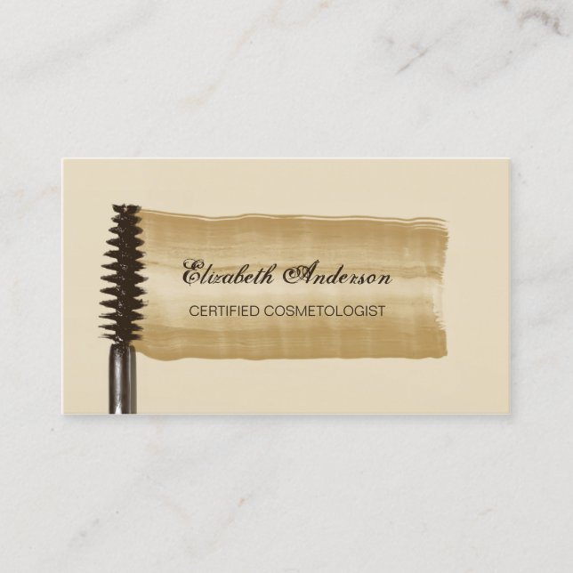 Eleganter Gold- und Brown Mascara Kosmetologe Visitenkarte (Vorderseite)
