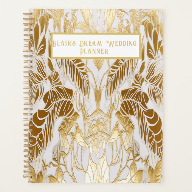 Eleganter Gold- und Elfenbeinheiratsplaner Planer (Vorderseite)
