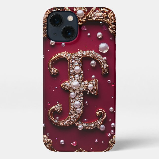 Eleganter Gold- und Perlbrief iPhone Hülle (Rückseite)