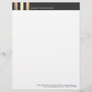 Eleganter Gold- und Schwarz-Streifen-DesignerLette Briefkopf