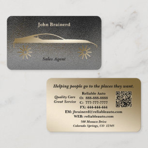Eleganter Gold- und Smokey-Grau-QR-Code für Autohä Visitenkarte