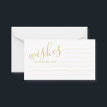 Eleganter Gold- und White Wedding Advice und Wünsc Hinweiskarte<br><div class="desc">Elegante White and Gold Wedding Advice and Wishings Cards mit Titeln im modernen,  goldenen Script-Schriftart Stil. Bitte beachten Sie: Die Details der Folie werden im Kunstwerk simuliert. Bei der Herstellung dieses Produktes wird keine Folie verwendet.</div>