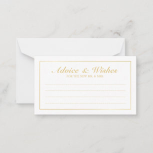 Eleganter Gold- und White Wedding Advice und Wünsc Hinweiskarte