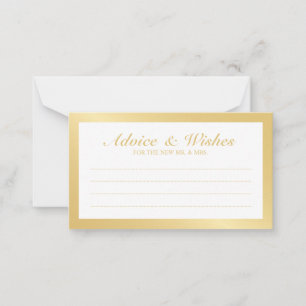 Eleganter Gold- und White Wedding Advice und Wünsc Hinweiskarte