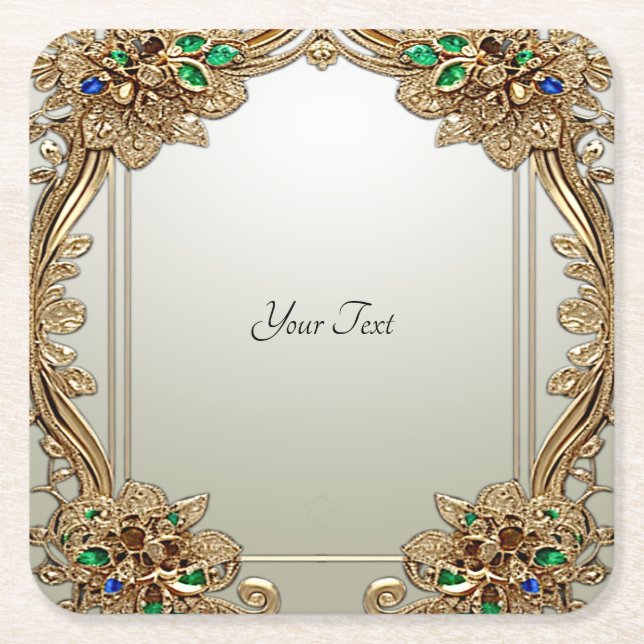 Eleganter Gold Verziert Paper Untersetzer (Vorderseite)