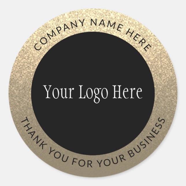Eleganter Gold Vielen Dank Logos Business Glitzer Runder Aufkleber (Vorderseite)