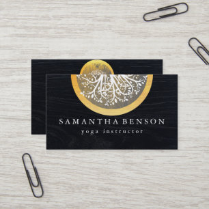Eleganter Gold-Wasserfarben-Baum-Yoga und Meditati Visitenkarte