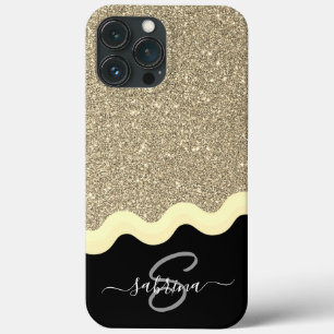 Eleganter Gold Wave Glitzer Mit Monogramm Name Case-Mate iPhone Hülle